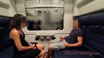 Public train encounter: Risky public sex with teacher and stranger